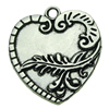 Pendant. Fashion Zinc Alloy jewelry findings. Heart 23x26mm. Sold by bag
