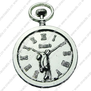 Pendant. Fashion Zinc Alloy jewelry findings. ClockS 52x37mm. Sold by bag