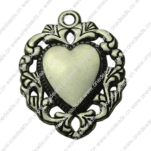 Pendant. Fashion Zinc Alloy jewelry findings. Heart 26x35mm. Sold by bag