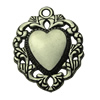 Pendant. Fashion Zinc Alloy jewelry findings. Heart 26x35mm. Sold by bag
