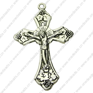 Pendant. Fashion Zinc Alloy jewelry findings.Cross 49x31mm. Sold by bag