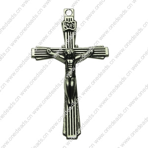 Pendant. Fashion Zinc Alloy jewelry findings .Cross 24x43mm. Sold by bag