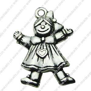 Pendant. Fashion Zinc Alloy jewelry findings .Girl 23x18mm. Sold by bag