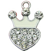 Crystal Zinc alloy Pendant, Fashion jewelry findings, Many colors for choice, crown 14x20mm, Sold By PC
