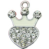 Crystal Zinc alloy Pendant, Fashion jewelry findings, Many colors for choice, crown 14x20mm, Sold By PC