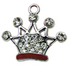 Crystal Zinc alloy Pendant, Fashion jewelry findings, Many colors for choice, crown 20x22mm, Sold By PC
