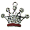 Crystal Zinc alloy Pendant, Fashion jewelry findings, Many colors for choice, crown 20x22mm, Sold By PC