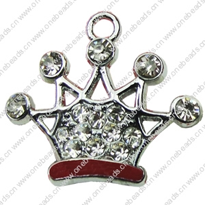 Crystal Zinc alloy Pendant, Fashion jewelry findings, Many colors for choice, crown 20x22mm, Sold By PC
