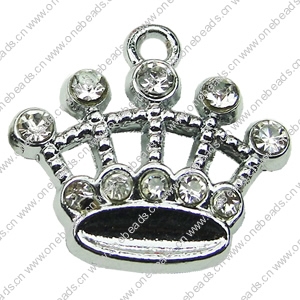 Crystal Zinc alloy Pendant, Fashion jewelry findings, Many colors for choice, crown 18x20mm, Sold By PC