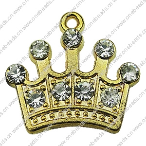 Crystal Zinc alloy Pendant, Fashion jewelry findings, Many colors for choice, crown 20x22mm, Sold By PC