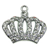 Crystal Zinc alloy Pendant, Fashion jewelry findings, Many colors for choice, crown 20x23mm, Sold By PC
