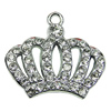 Crystal Zinc alloy Pendant, Fashion jewelry findings, Many colors for choice, crown 20x23mm, Sold By PC