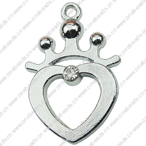 Crystal Zinc alloy Pendant, Fashion jewelry findings, Many colors for choice, crown 19x28mm, Sold By PC