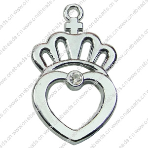 Crystal Zinc alloy Pendant, Fashion jewelry findings, Many colors for choice, crown 19x28mm, Sold By PC