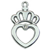 Crystal Zinc alloy Pendant, Fashion jewelry findings, Many colors for choice, crown 19x28mm, Sold By PC

