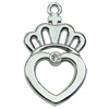 Crystal Zinc alloy Pendant, Fashion jewelry findings, Many colors for choice, crown 19x28mm, Sold By PC