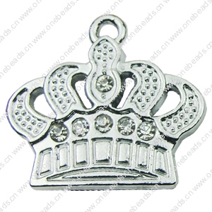 Crystal Zinc alloy Pendant, Fashion jewelry findings, Many colors for choice, crown 23x25mm, Sold By PC