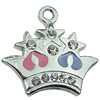 Crystal Zinc alloy Pendant, Fashion jewelry findings, Many colors for choice, crown 21x23mm, Sold By PC
