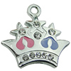 Crystal Zinc alloy Pendant, Fashion jewelry findings, Many colors for choice, crown 21x23mm, Sold By PC