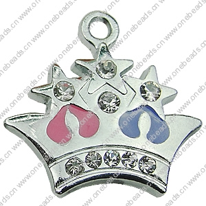 Crystal Zinc alloy Pendant, Fashion jewelry findings, Many colors for choice, crown 21x23mm, Sold By PC