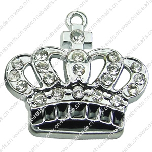 Crystal Zinc alloy Pendant, Fashion jewelry findings, Many colors for choice, crown 22x23mm, Sold By PC 