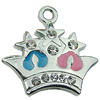 Crystal Zinc alloy Pendant, Fashion jewelry findings, Many colors for choice, crown 21x23mm, Sold By PC