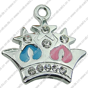 Crystal Zinc alloy Pendant, Fashion jewelry findings, Many colors for choice, crown 21x23mm, Sold By PC