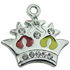 Crystal Zinc alloy Pendant, Fashion jewelry findings, Many colors for choice, crown 21x23mm, Sold By PC
