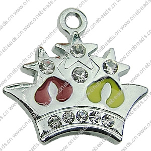 Crystal Zinc alloy Pendant, Fashion jewelry findings, Many colors for choice, crown 21x23mm, Sold By PC