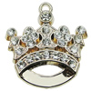 Crystal Zinc alloy Pendant, Fashion jewelry findings, Many colors for choice, crown 24x20mm, Sold By PC
