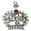 Crystal Zinc alloy Pendant, Fashion jewelry findings, Many colors for choice, crown 23x24mm, Sold By PC
