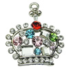 Crystal Zinc alloy Pendant, Fashion jewelry findings, Many colors for choice, crown 23x24mm, Sold By PC