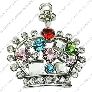 Crystal Zinc alloy Pendant, Fashion jewelry findings, Many colors for choice, crown 23x24mm, Sold By PC