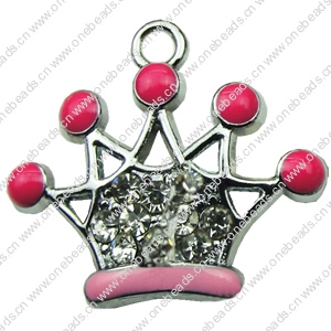 Crystal Zinc alloy Pendant, Fashion jewelry findings, Many colors for choice, crown 24x20mm, Sold By PC