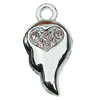 Crystal Zinc alloy Pendant, Fashion jewelry findings, Many colors for choice, wings 12x23mm, Sold By PC
