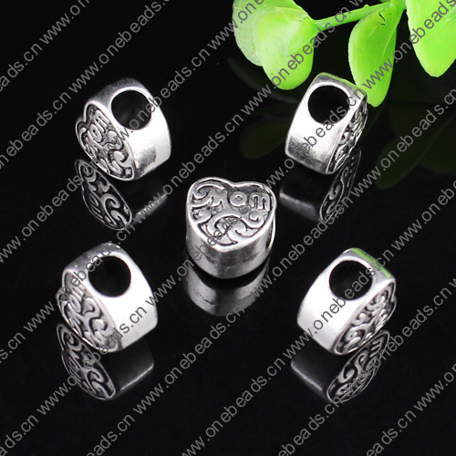 Europenan style Beads. Fashion jewelry findings.Heart 12x12.5x8.5mm, Hole size:5.5mm. Sold by Bag 