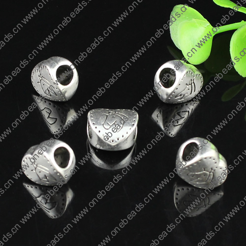 Europenan style Beads. Fashion jewelry findings. Heart 12.5x11.5x7.5mm, Hole size:5mm. Sold by Bag 