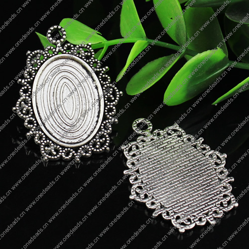 Zinc Alloy Cabochon Settings. Fashion Jewelry Findings. 40x31.5mm, Inner dia:18x25mm, Sold by Bag