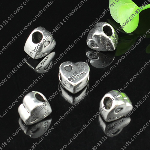 European Style Beads Zinc Alloy Jewelry Findings Lead-free, 12mm Hole:5mm, Sold by Bag