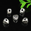 European Style Beads Zinc Alloy Jewelry Findings Lead-free, Heart 9x10mm Hole:5mm, Sold by Bag