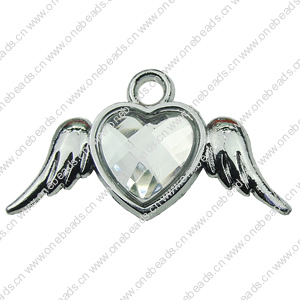 Crystal Zinc alloy Pendant, Fashion jewelry findings, Many colors for choice, wings 16x30mm, Sold By PC