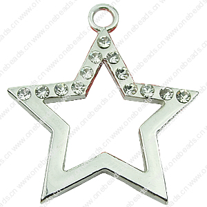 Crystal Zinc alloy Pendant, Fashion jewelry findings, Many colors for choice, star 28mm, Sold By PC