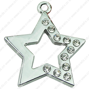 Crystal Zinc alloy Pendant, Fashion jewelry findings, Many colors for choice, star 31mm, Sold By PC