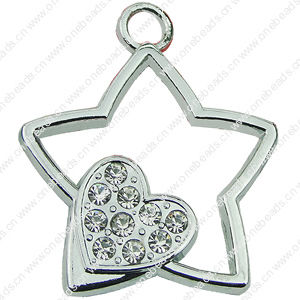 Crystal Zinc alloy Pendant, Fashion jewelry findings, Many colors for choice, star 28mm, Sold By PC