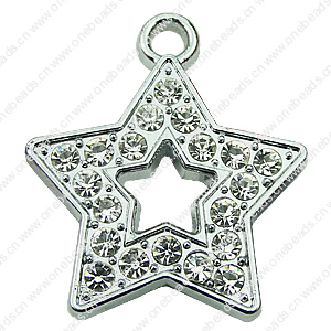 Crystal Zinc alloy Pendant, Fashion jewelry findings, Many colors for choice, star 29mm, Sold By PC