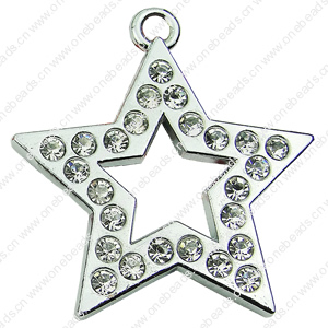 Crystal Zinc alloy Pendant, Fashion jewelry findings, Many colors for choice, star 35mm, Sold By PC