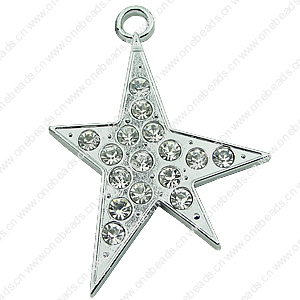 Crystal Zinc alloy Pendant, Fashion jewelry findings, Many colors for choice, star 40x55mm, Sold By PC