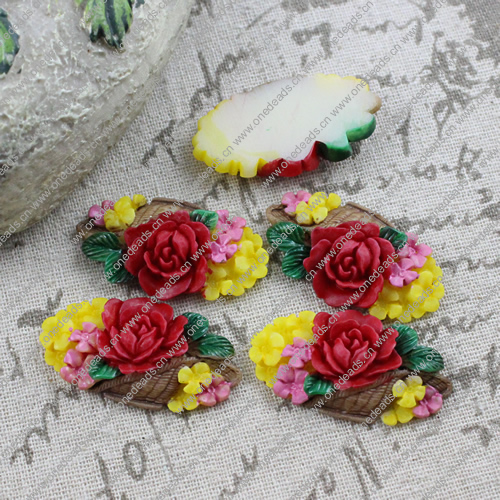 Resin Cabochons, NO Hole Headwear & Costume Accessory, Flower 38.5x21mm, Sold by PC