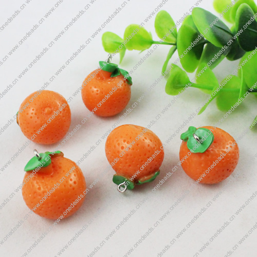 Resin Pendants, Fruit 23x22mm, Sold by PC