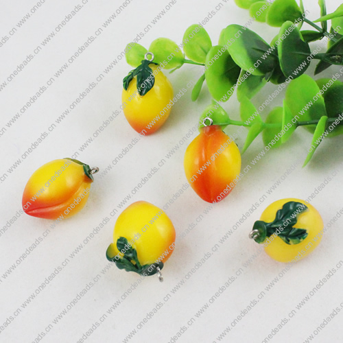 Resin Pendants, Fruit 29x23mm, Sold by PC